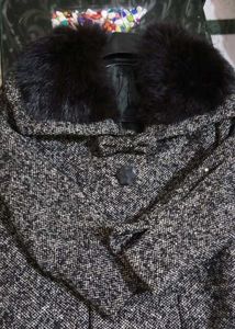 Wool Blend Coat with Fur Collar