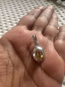 Sterling Silver Pendant With Yellow Sapphire