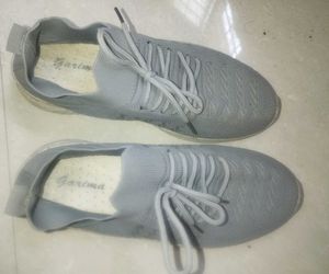 Gray Knit Running Shoes