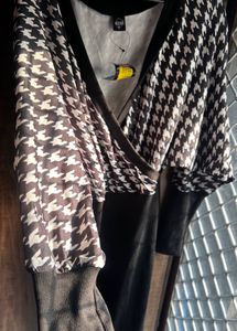 Houndstooth balloon sleeves Vintage Dress