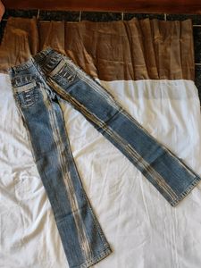Vintage Stripped Flare Leg Jeans
