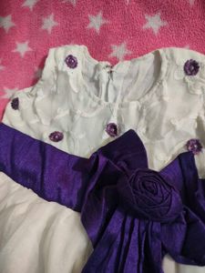 Cute White &amp; Purple Party Dress