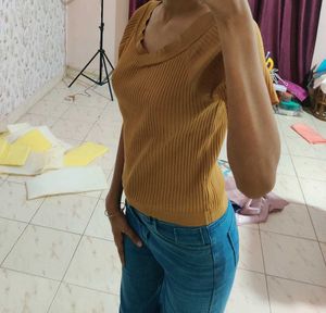 Mustard V-Neck Top