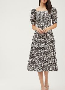 Black Floral A-line Dress