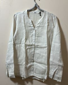 Pure Linen Branded White Shirt- New