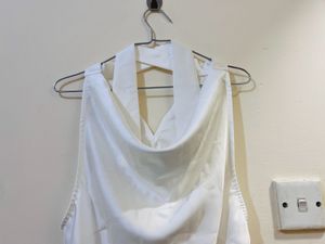 Elegant White Halter Top Small Size - Fits Medium