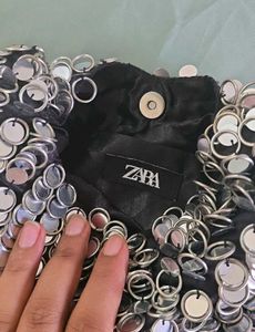 ZARA Limited Edition Silver Beaded Bag