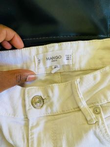 mango. White Denim Shorts