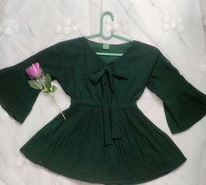 Green Tie-Front Top