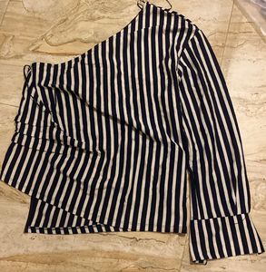 Zara Striped Asymmetric Top