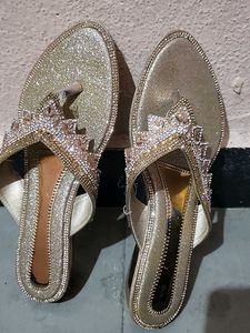 Sparkling Gold Ethnic Flats one time used