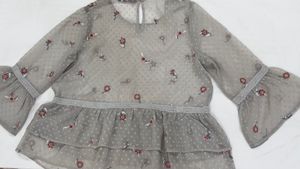 Ginger by Lifestyle – Grey Layered Embroidered Top
