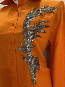 Orange Embellished Cord Set