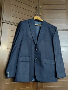 Men Blue Striped Stylish Formal Blazer