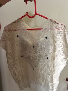 White Knitted Heart Top