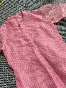 Pink Net Type Kurta