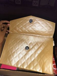 Quilted Gold Clutch By Plum