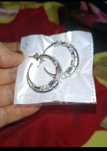 Colorful Ad Gemstone Hoop Earrings