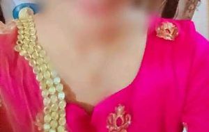 Pink frock with gold zari work
