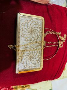 Elegant Gold Clutch for party wear new wdt tag