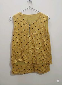Cute Yellow Heart Print Top