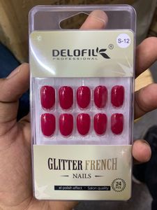 Delofil Glitter French Nail Set - 24 Pcs
