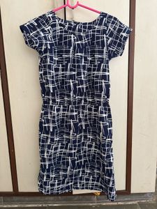 Navy &amp; White Print Mini Dress