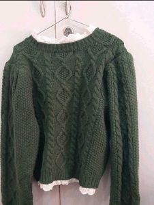 Korean Green Knit Cardigan Top