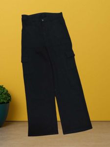 M@10 Size-30 Black Wide Leg Cargo Pants