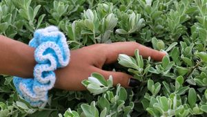 Blue Crochet Scrunchie