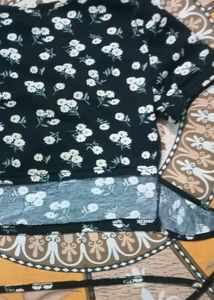 A Black Colour Top From Savana With Flowers