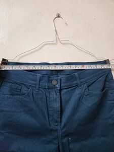 Marks &amp; Spencer Straight Leg Teal Mid-Rise Jeans