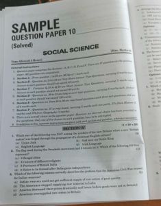 CBSE Sample Question Papers Social Science Class10