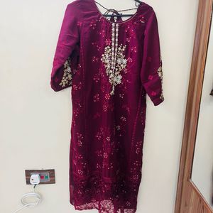 Maroon Embroidered Georgette Suit