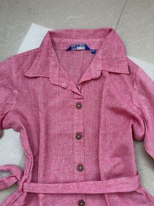 Pink Shirt Dress with Belt