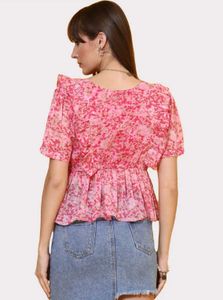 Floral Pink Peplum Top