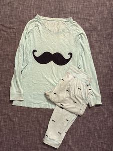 Mustache Print Pajama Set