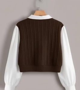 Preppy Knit Sweater Vest with Sleeves