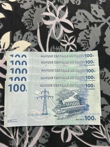 Lot Of 5 Notes Congo 100 Francs