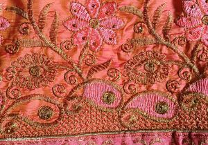 Peach Saree with Embroidered Blouse