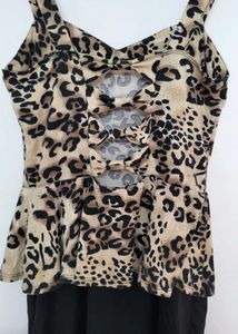 Leopard Print Peplum Dress