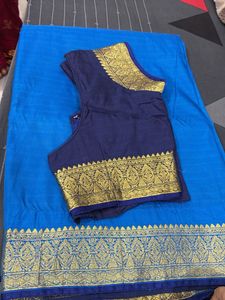 Blue Saree with Blouse Piece