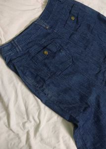 Vintage Button-Front Denim Midi Skirt