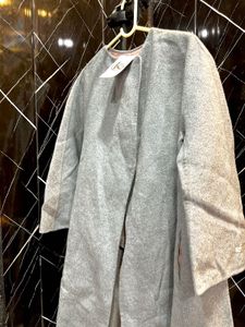 Elegant Grey Wool Blend Coat floral🦋💐