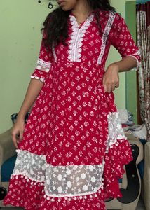 Red Dress with Net patten ❤️