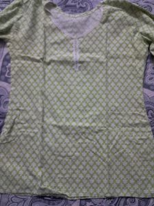 Green Printed Short Kurti