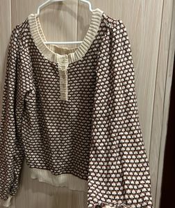 Korean Patterned Knit Top