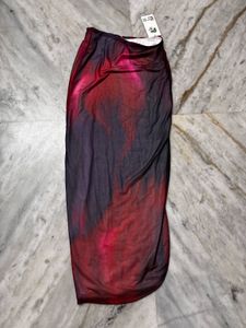 Red & Black Abstract Print Maxi Skirt