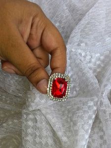 Stunning Adjustable Red Stone Cocktail Ring