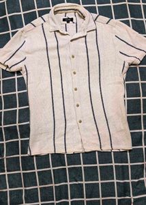Dobby Textured CheckedCuban Collar Relaxed Shirt